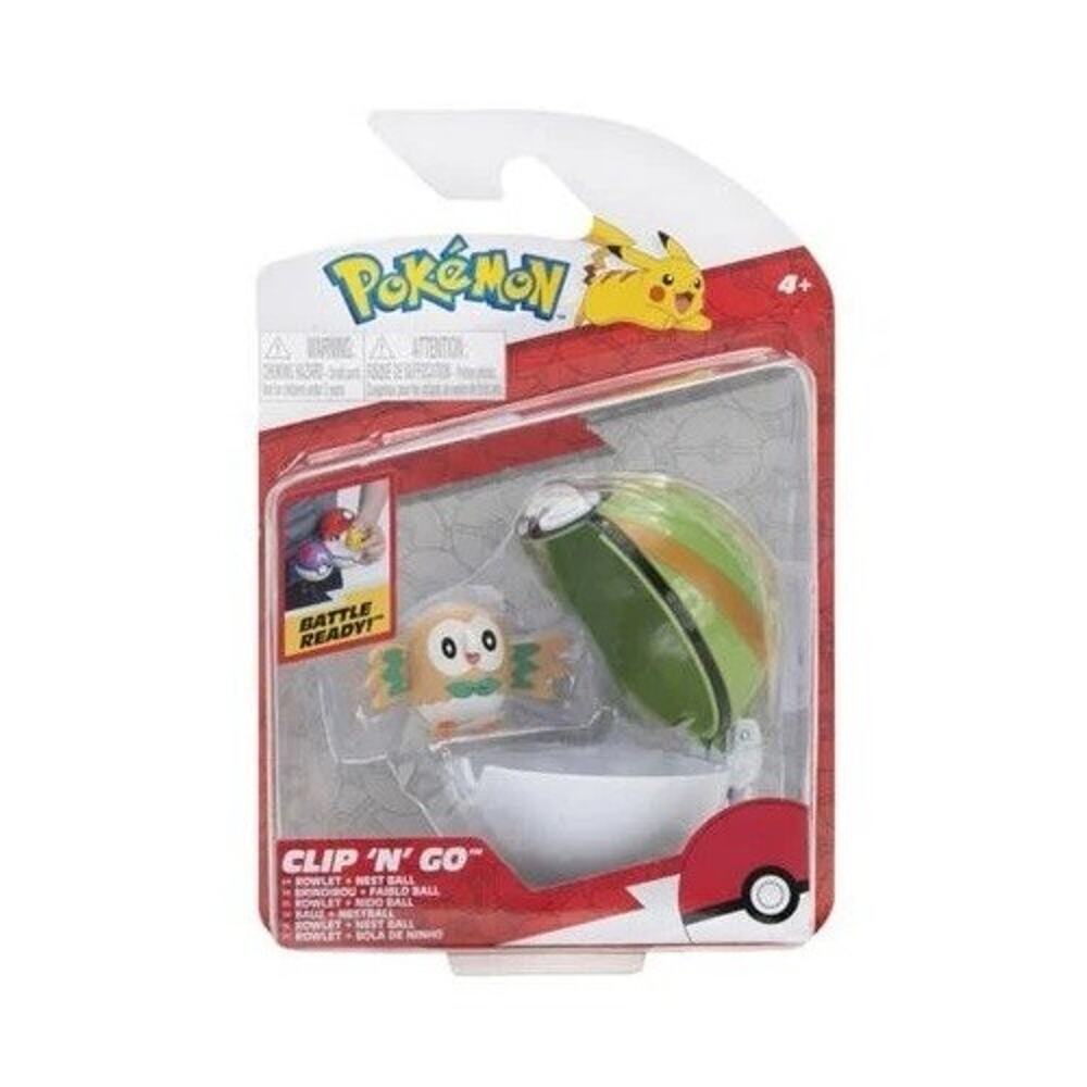 Pokemon Clip 'N' Go - Rowlet and Nest Ball Figure Toy, Battle Ready NEW & SEALED